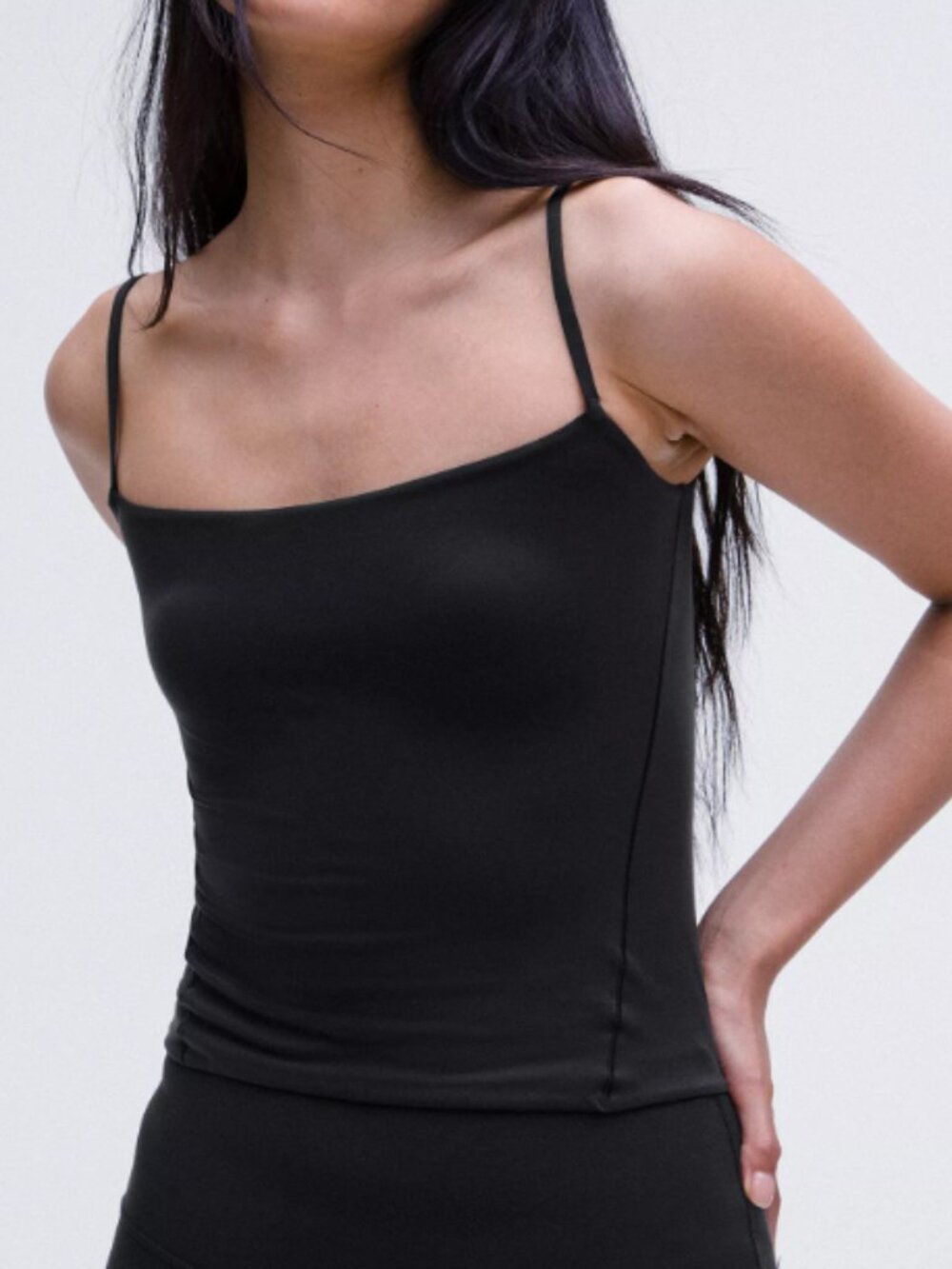 Wundermost Ultra-Soft Nulu Spaghetti-Strap Cami Tank Top - S - Black